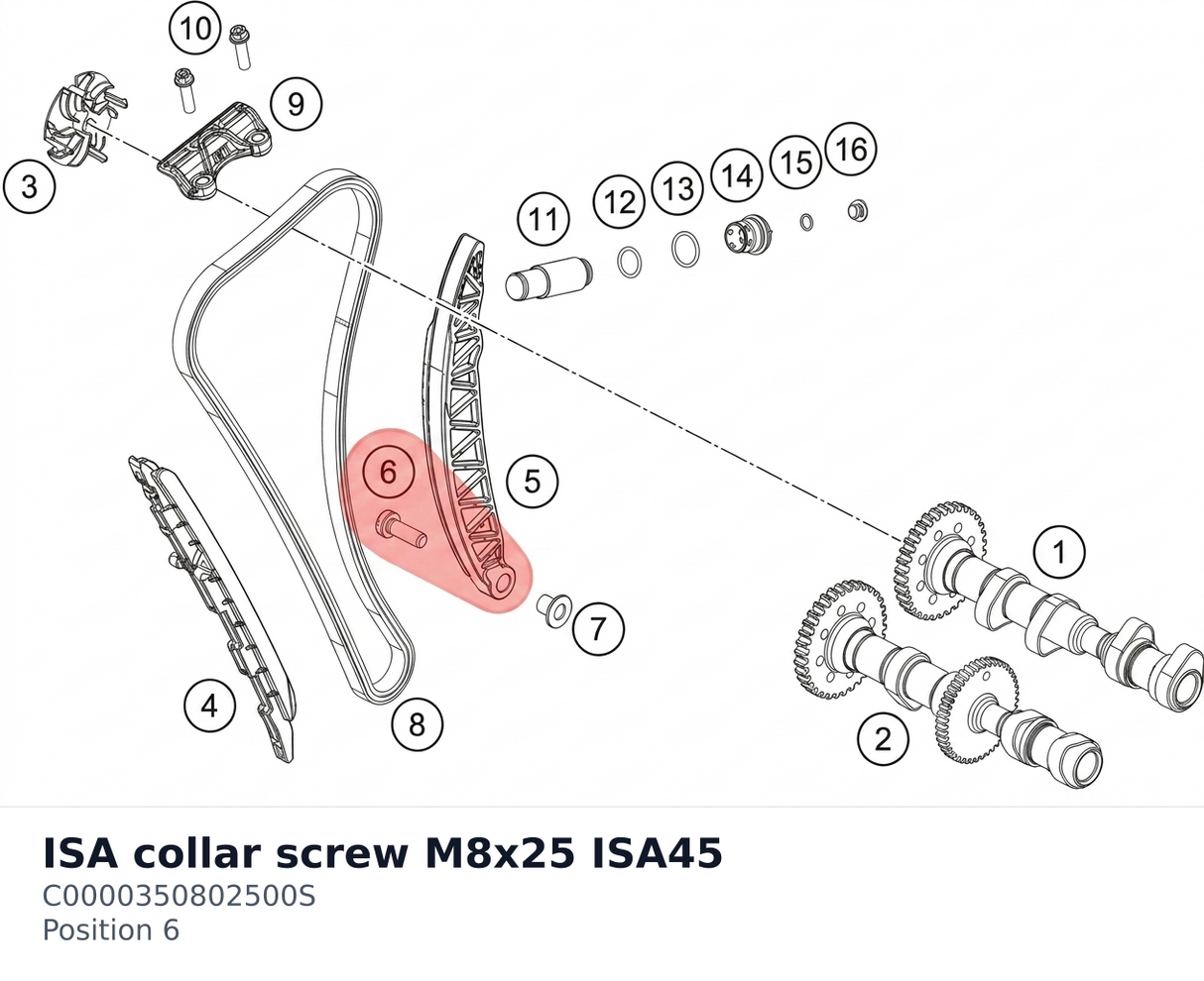 Diagram preview: ISA collar screw M8x25 ISA45 (C0000350802500S)
