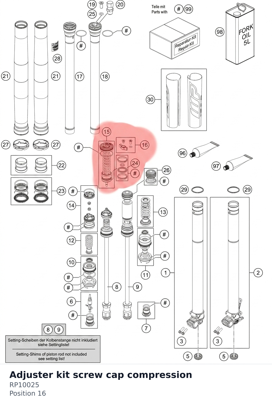 Diagram preview: Adjuster kit screw cap compression (RP10025)