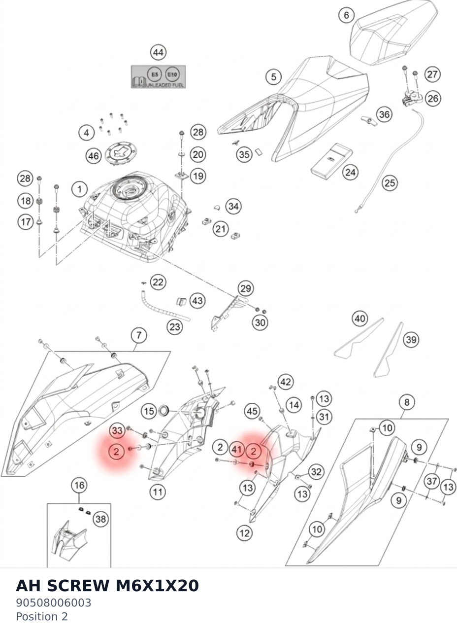 Diagram preview: AH SCREW M6X1X20 (90508006003)