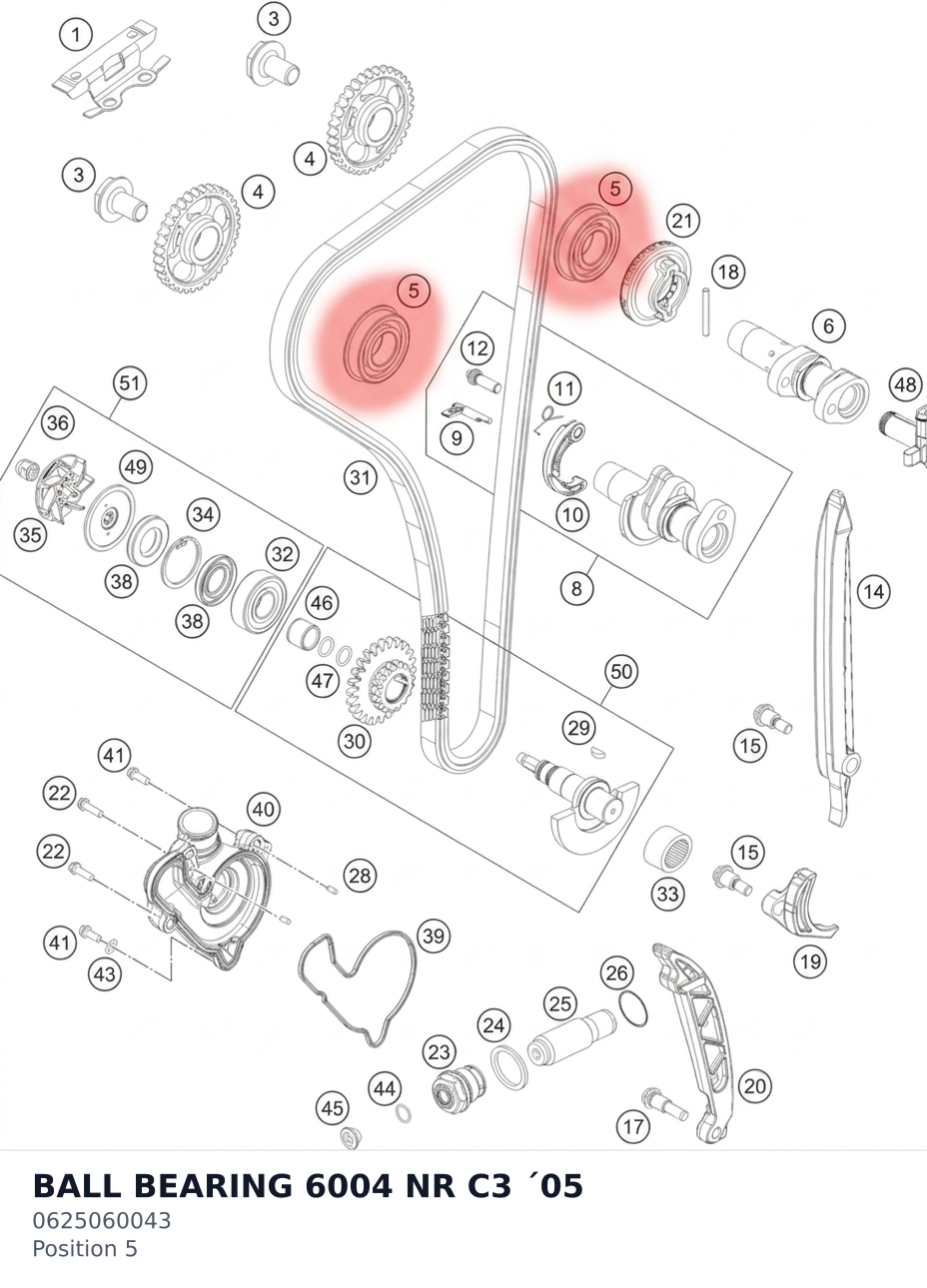 Diagram preview: BALL BEARING 6004 NR C3 ´05 (0625060043)