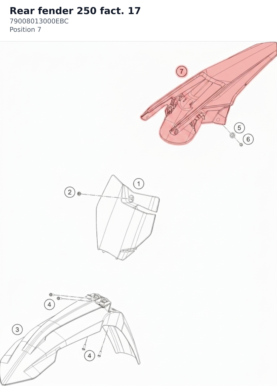 Diagram preview: Rear fender 250 fact. 17 (79008013000EBC)
