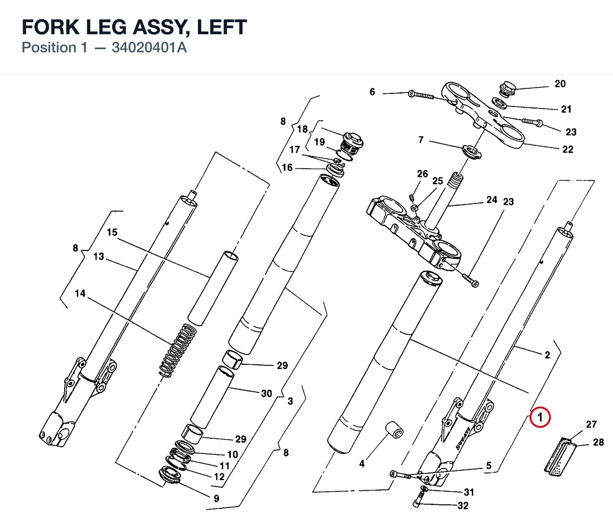 FORK LEG ASSY, LEFT