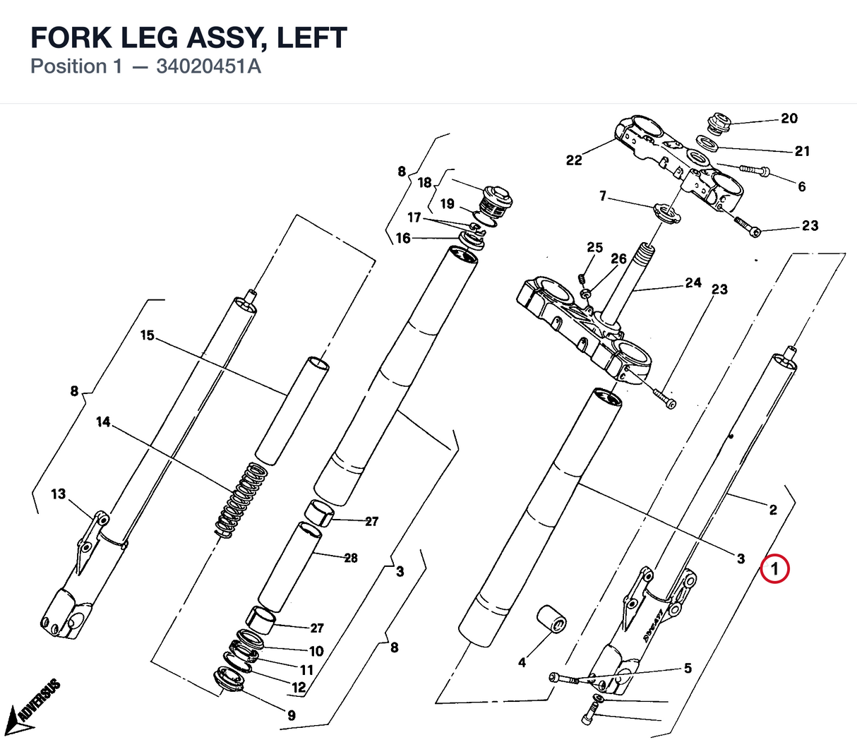 FORK LEG ASSY, LEFT