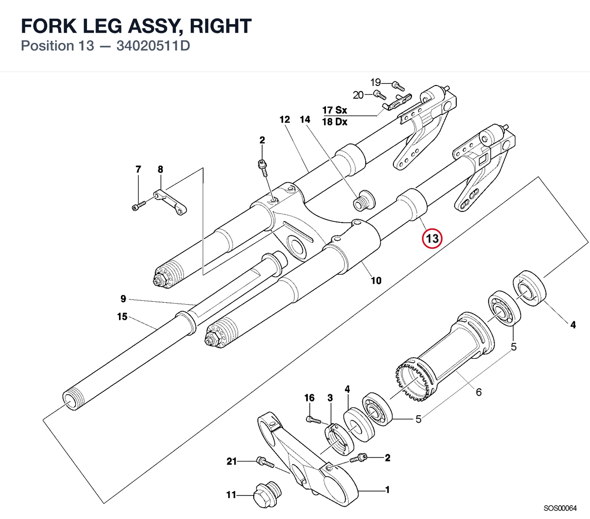 FORK LEG ASSY, RIGHT