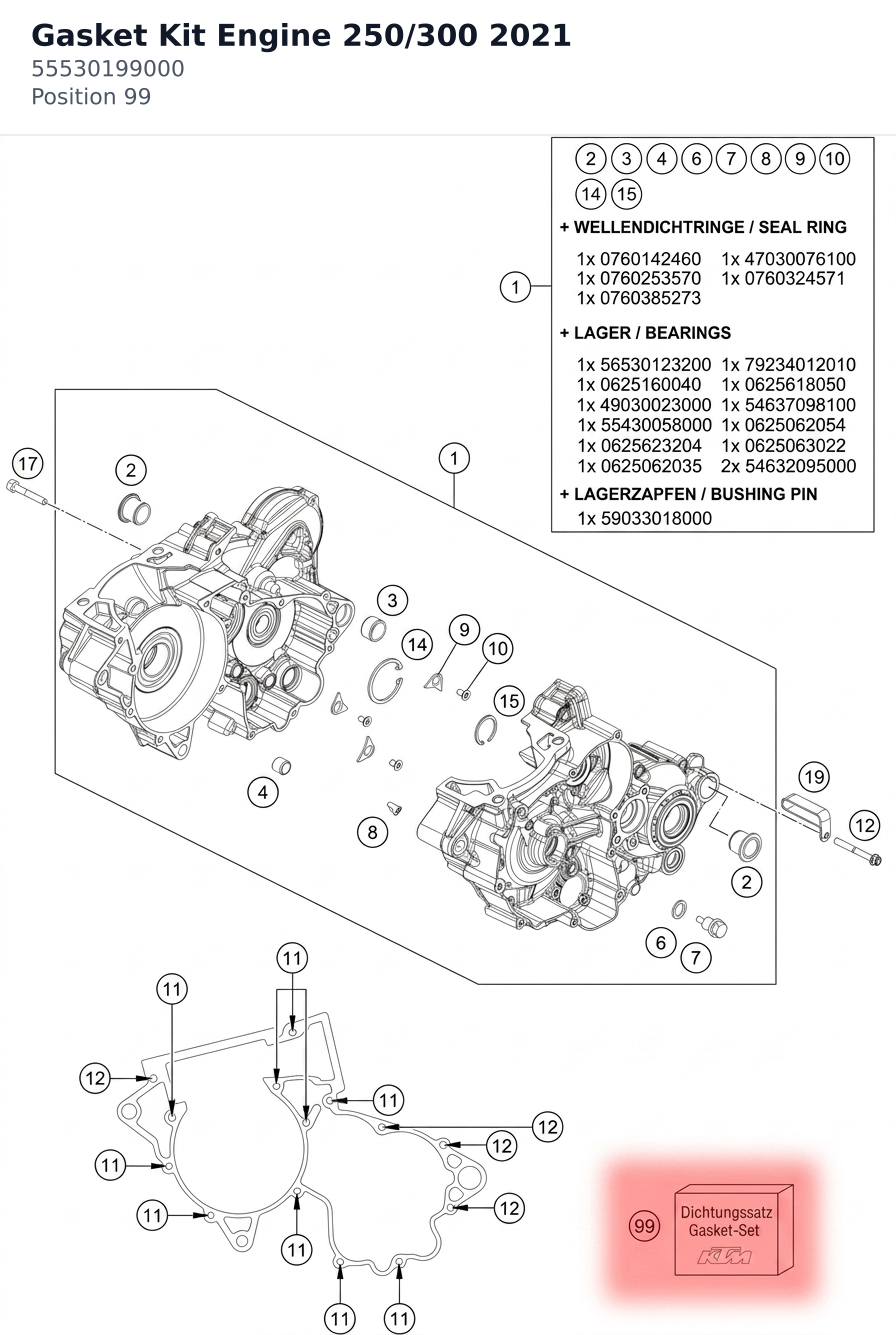 Diagram preview: Gasket Kit Engine 250/300 2021 (55530199000)