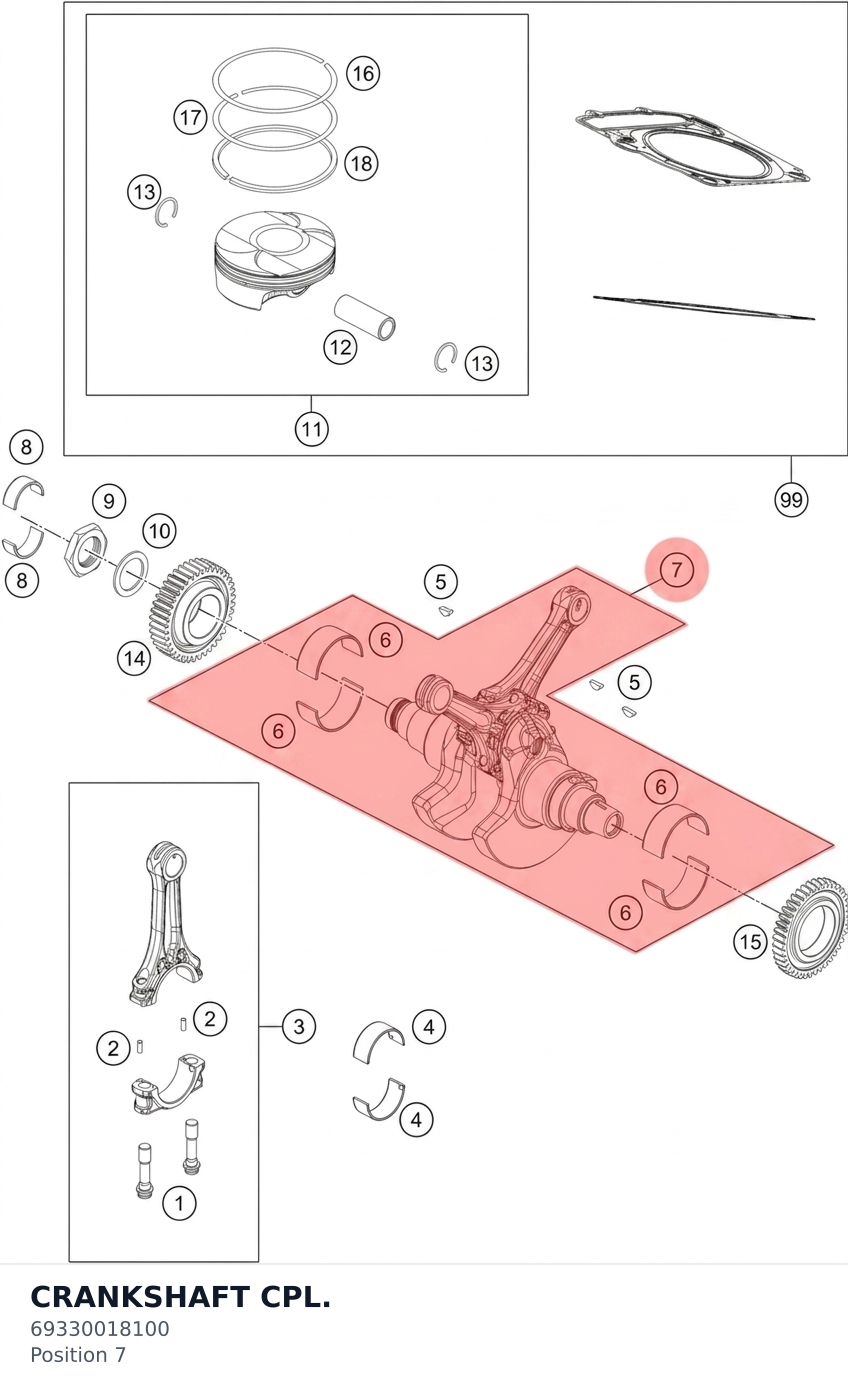 Diagram preview: CRANKSHAFT CPL. (69330018100)