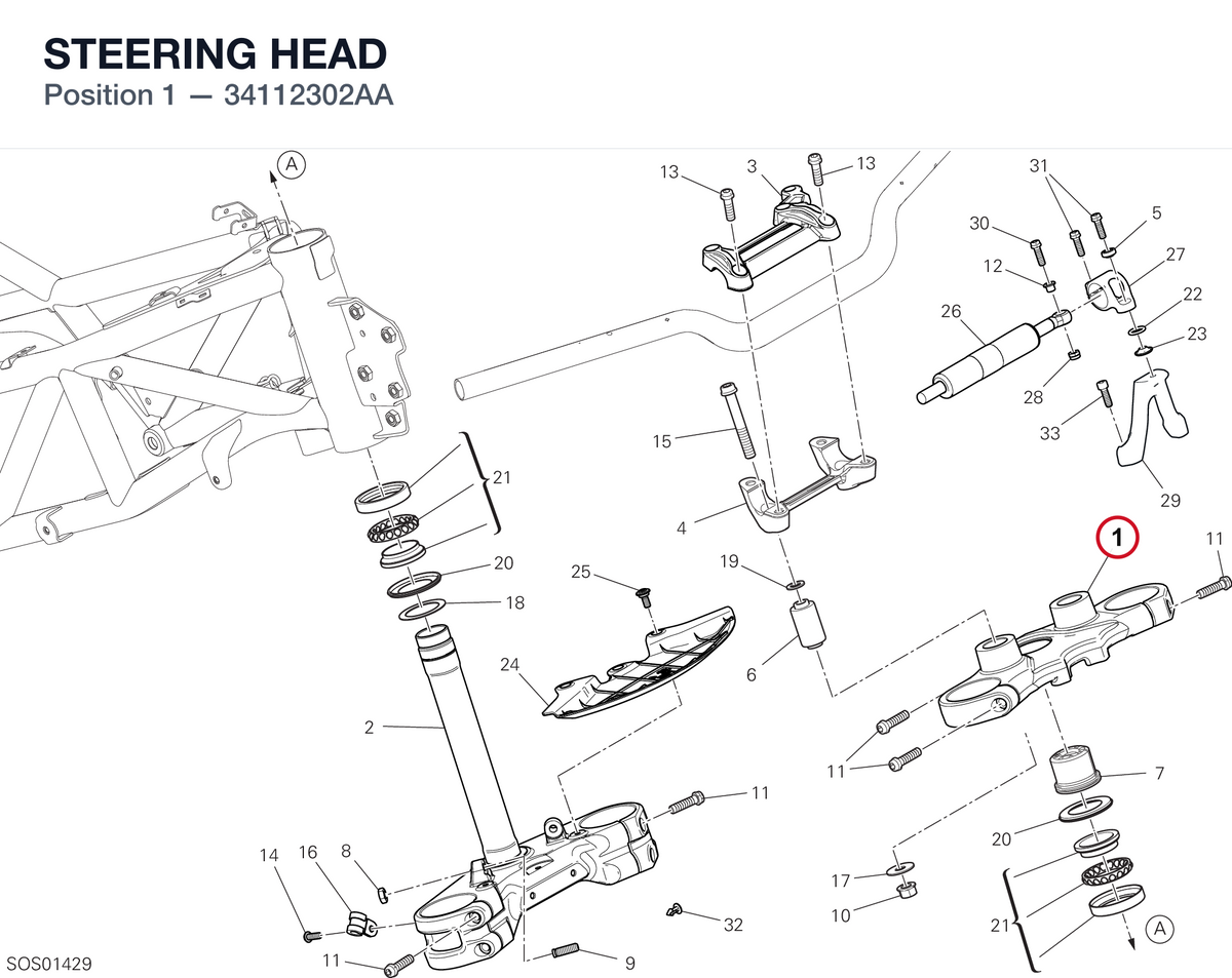 STEERING HEAD 34112302AA diagram position
