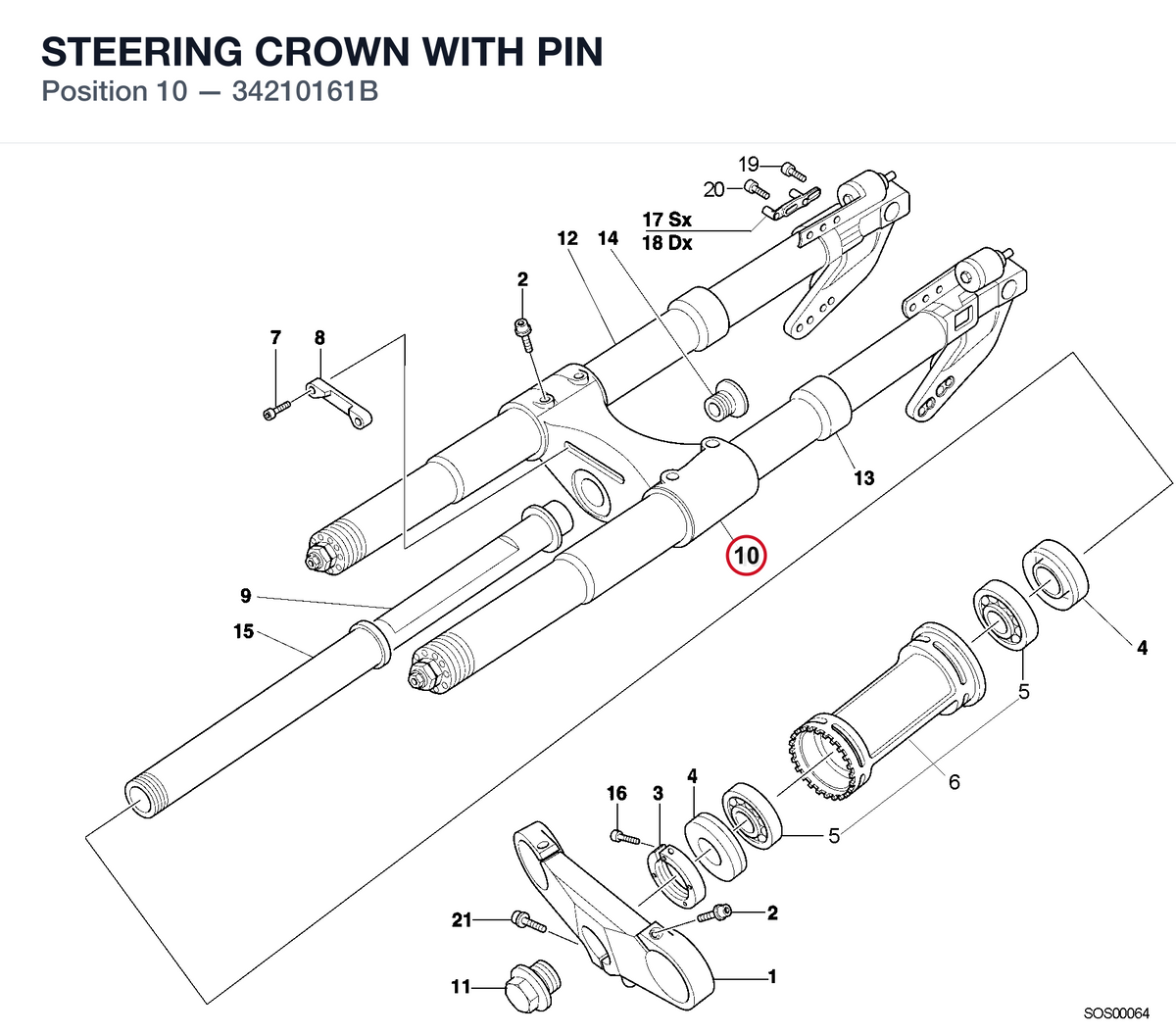 STEERING CROWN WITH PIN