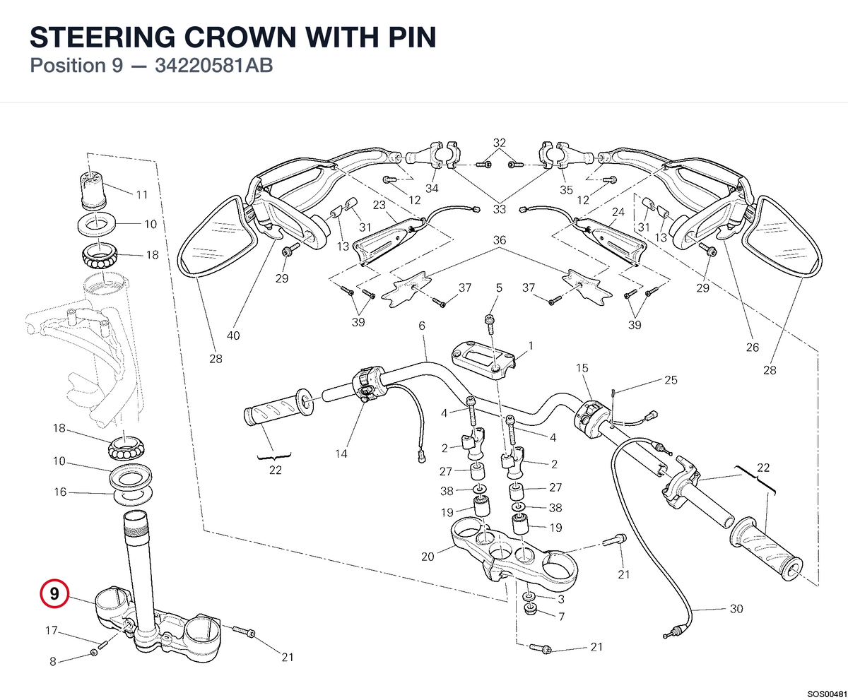 STEERING CROWN WITH PIN