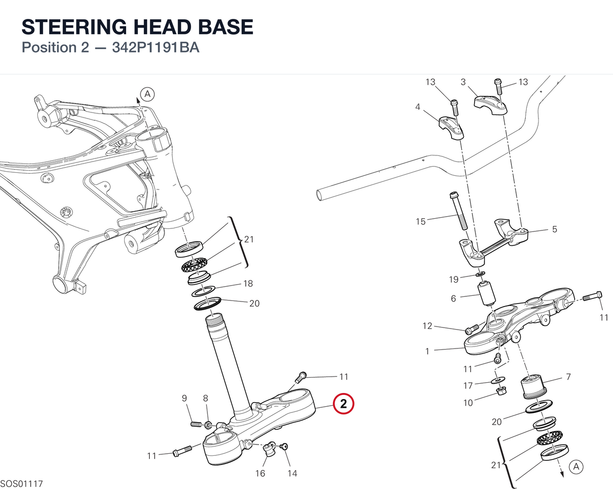 STEERING HEAD BASE 342P1191BA diagram position