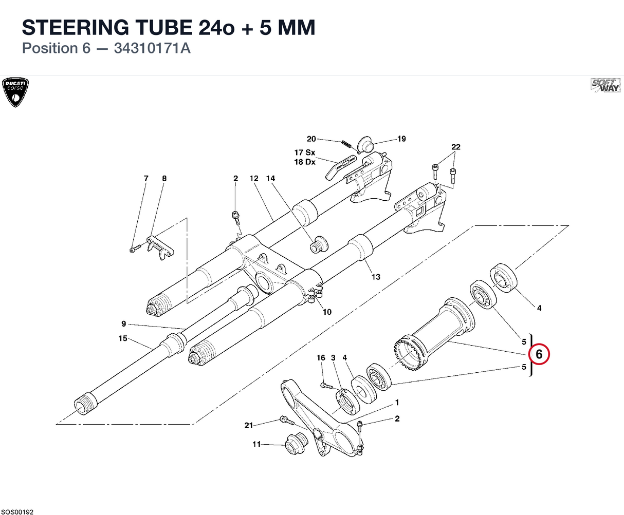 STEERING TUBE 24o + 5 MM