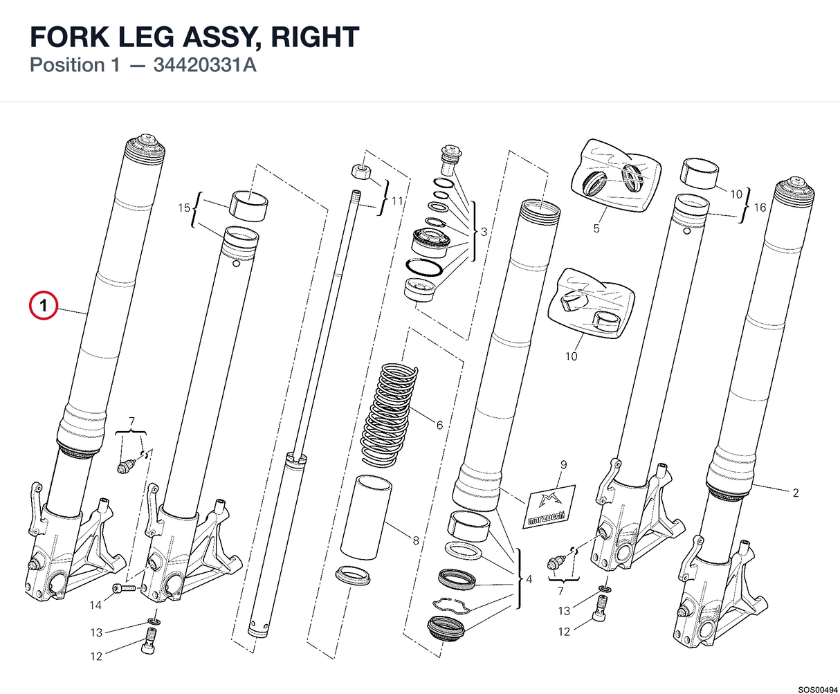 FORK LEG ASSY, RIGHT