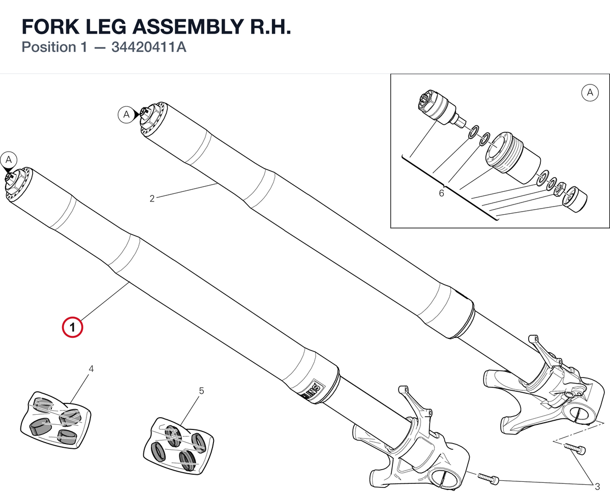 FORK LEG ASSEMBLY R.H. 34420411A diagram position