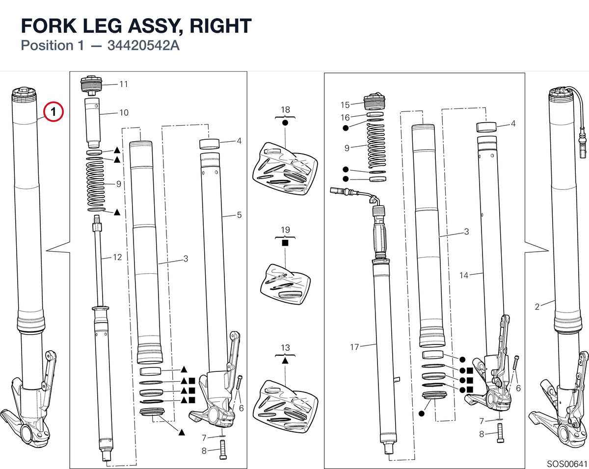 FORK LEG ASSY, RIGHT 34420542A diagram position