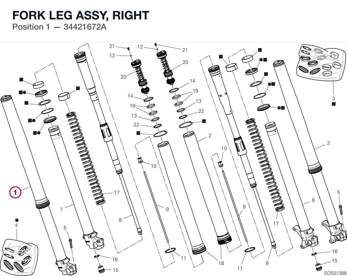 FORK LEG ASSY, RIGHT 34421672A diagram position