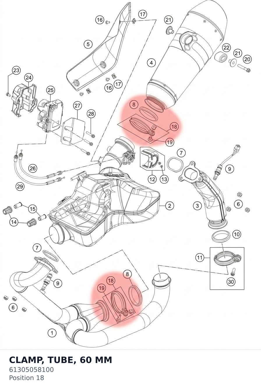 Diagram preview: CLAMP, TUBE, 60 MM (61305058100)