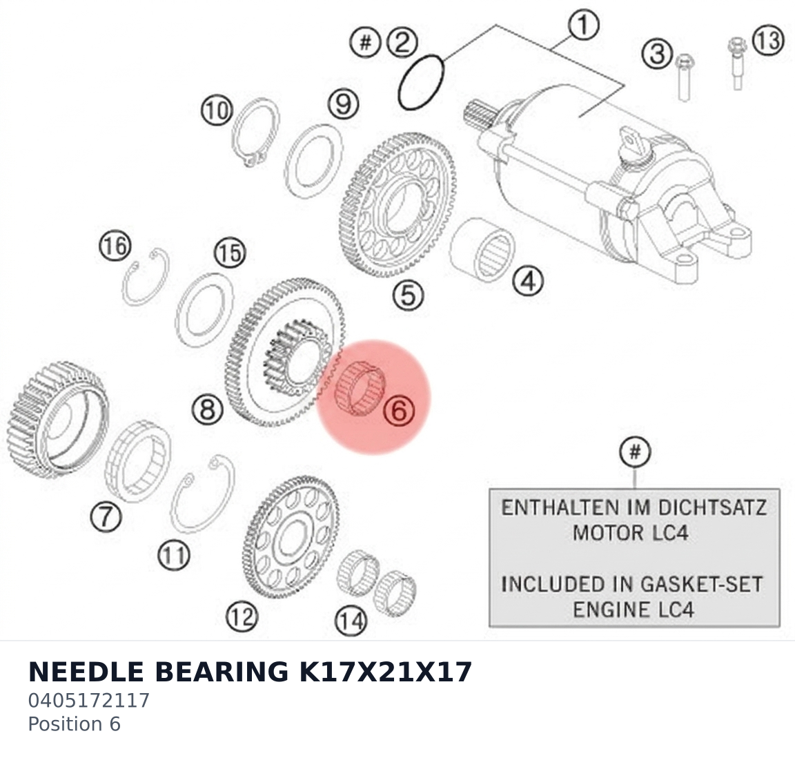 Diagram preview: NEEDLE BEARING K17X21X17 (0405172117)