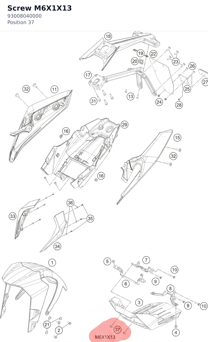 Diagram preview: Screw M6X1X13 (93008040000)