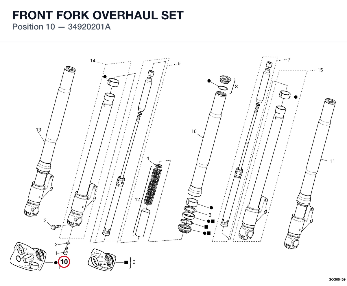 FRONT FORK OVERHAUL SET 34920201A diagram position