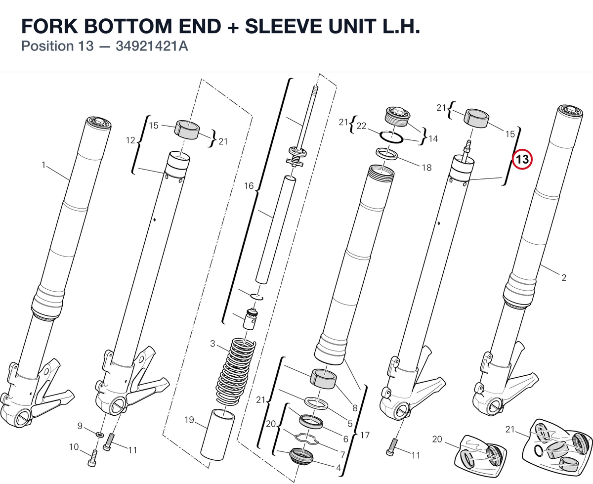 FORK BOTTOM END + SLEEVE UNIT L.H. 34921421A diagram position