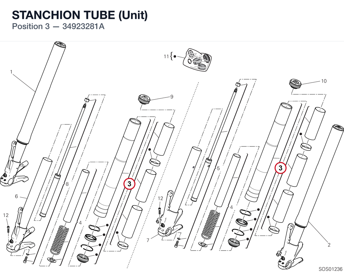 STANCHION TUBE (Unit) 34923281A diagram position