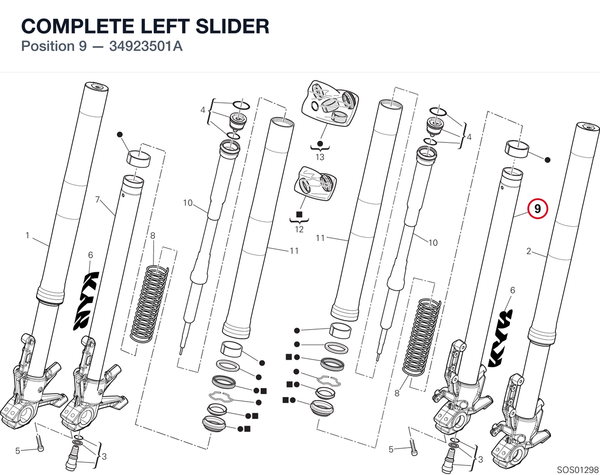 COMPLETE LEFT SLIDER 34923501A diagram position