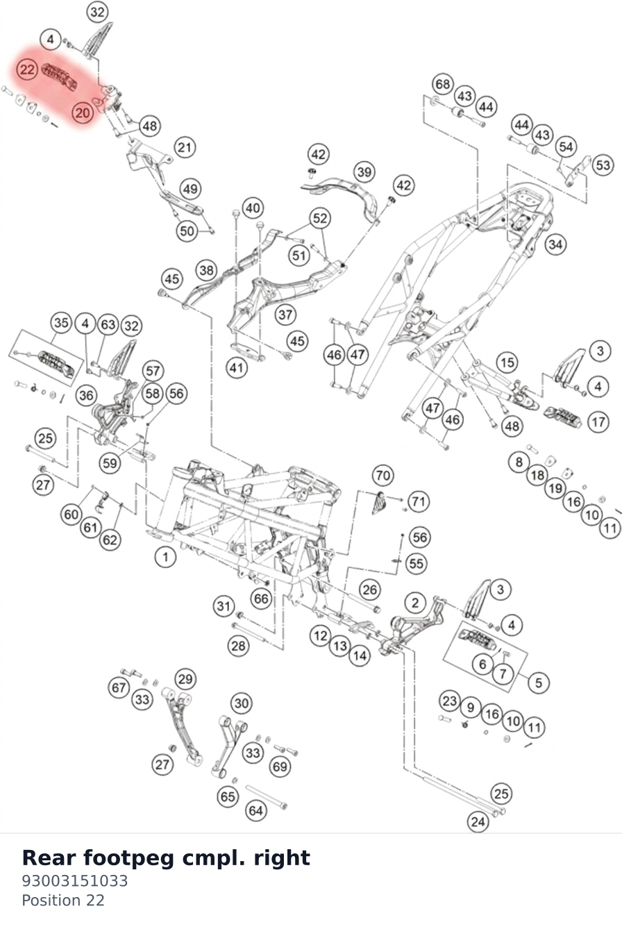 Diagram preview: Rear footpeg cmpl. right (93003151033)