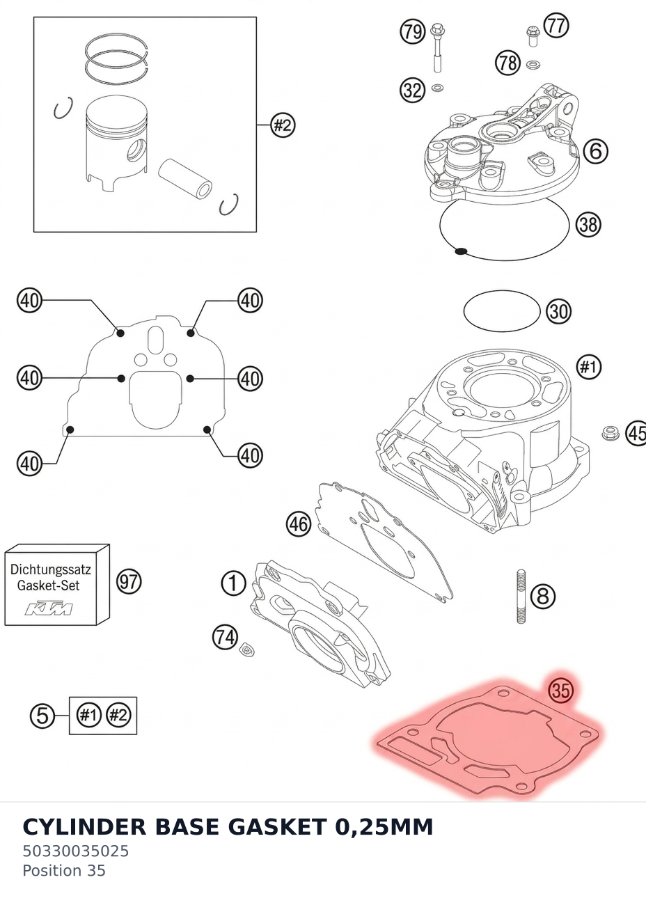 Diagram preview: CYLINDER BASE GASKET 0,25MM (50330035025)