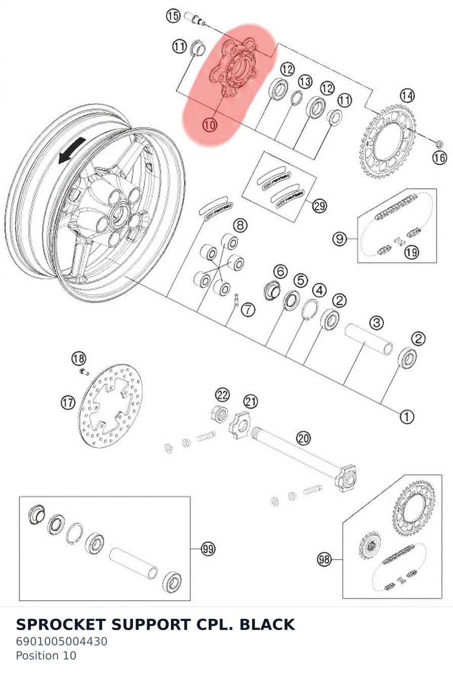 Diagram preview: SPROCKET SUPPORT CPL. BLACK (6901005004430)