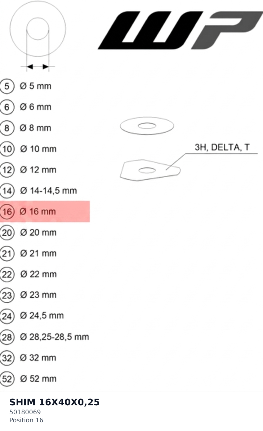 Diagram preview: SHIM 16X40X0,25 (50180069)