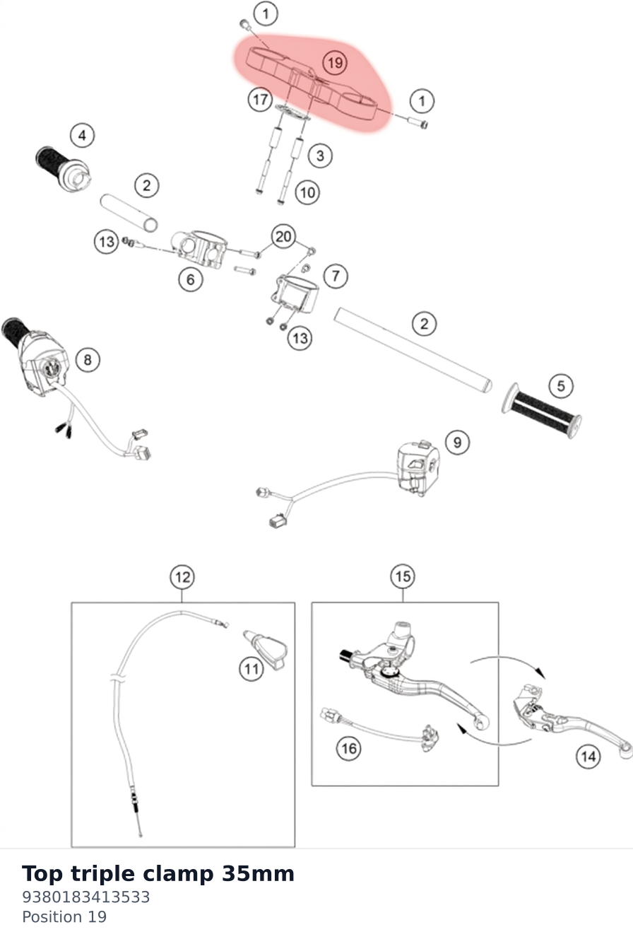 Diagram preview: Top triple clamp 35mm (9380183413533)