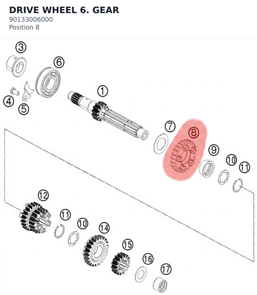 Diagram preview: DRIVE WHEEL 6. GEAR (90133006000)