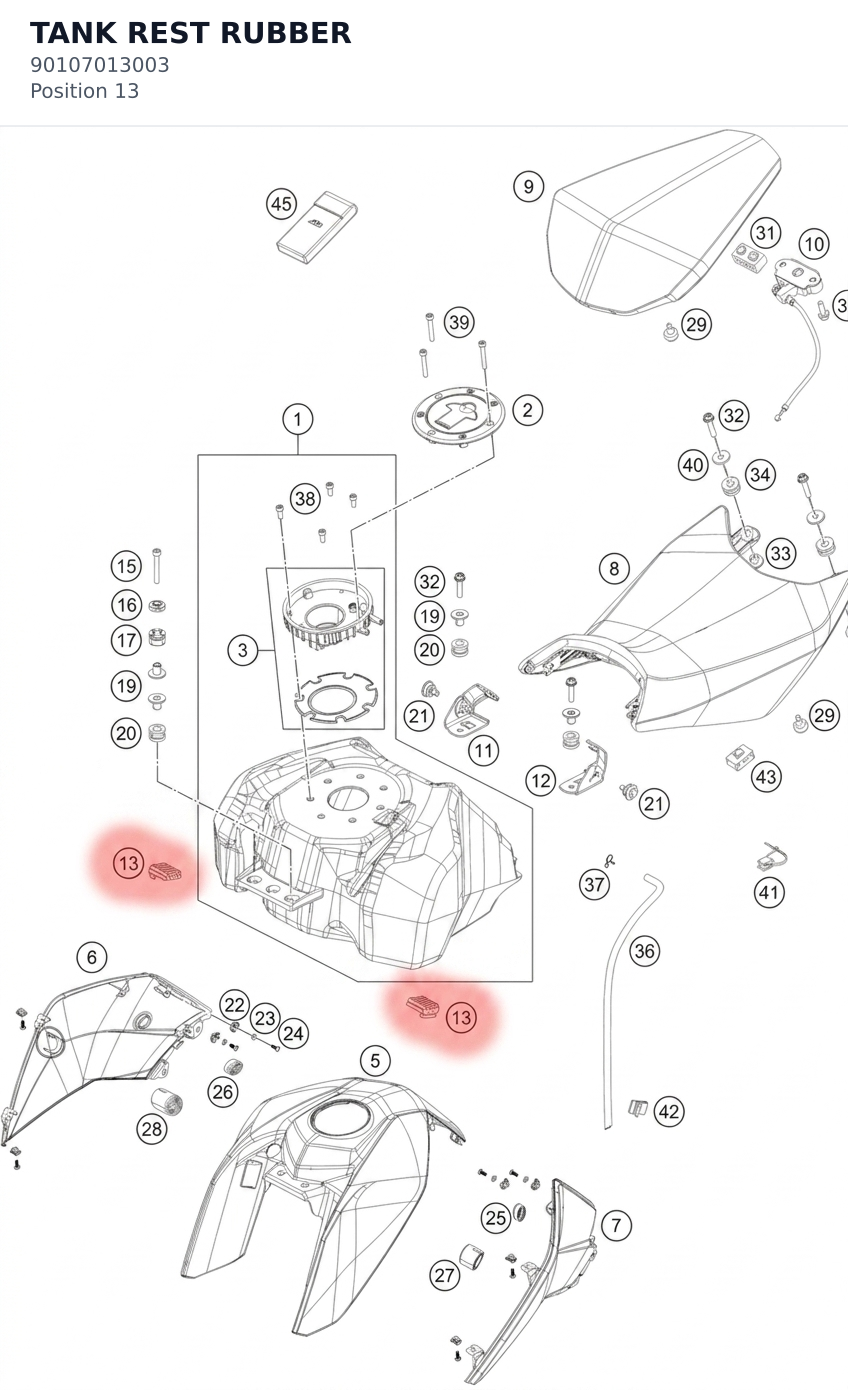 Diagram preview: TANK REST RUBBER (90107013003)