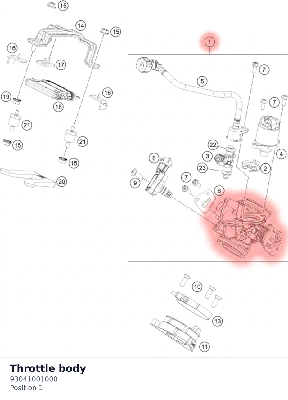 Diagram preview: Throttle body (93041001000)