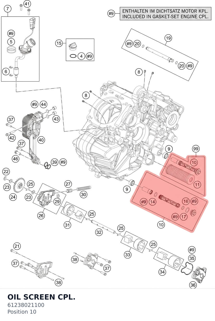 Diagram preview: OIL SCREEN CPL. (61238021100)