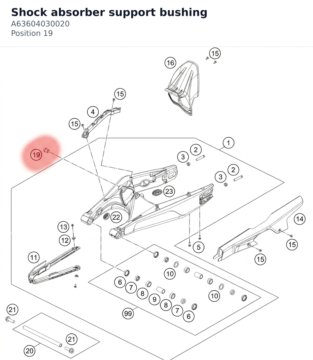 Diagram preview: Shock absorber support bushing (A63604030020)
