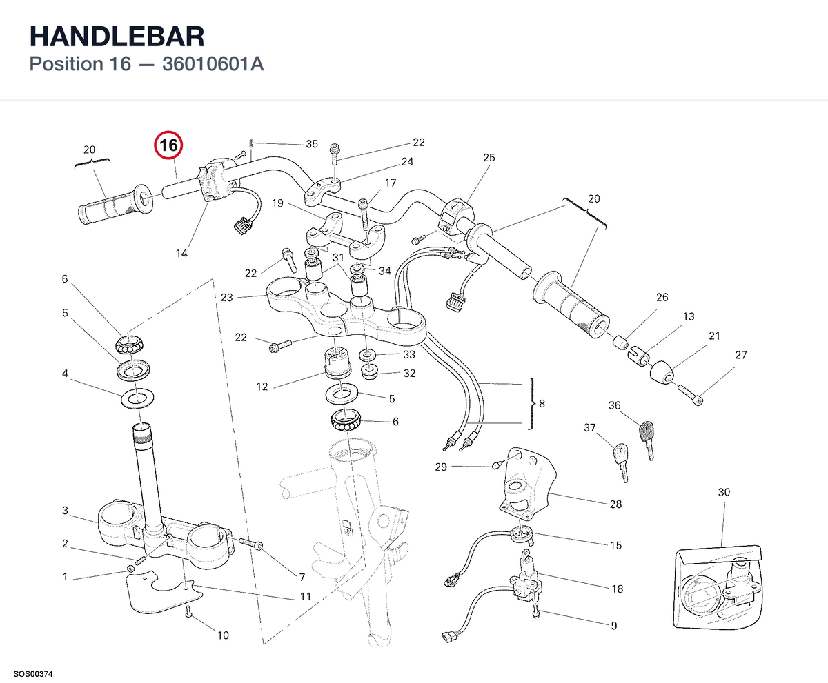 HANDLEBAR 36010601A diagram position