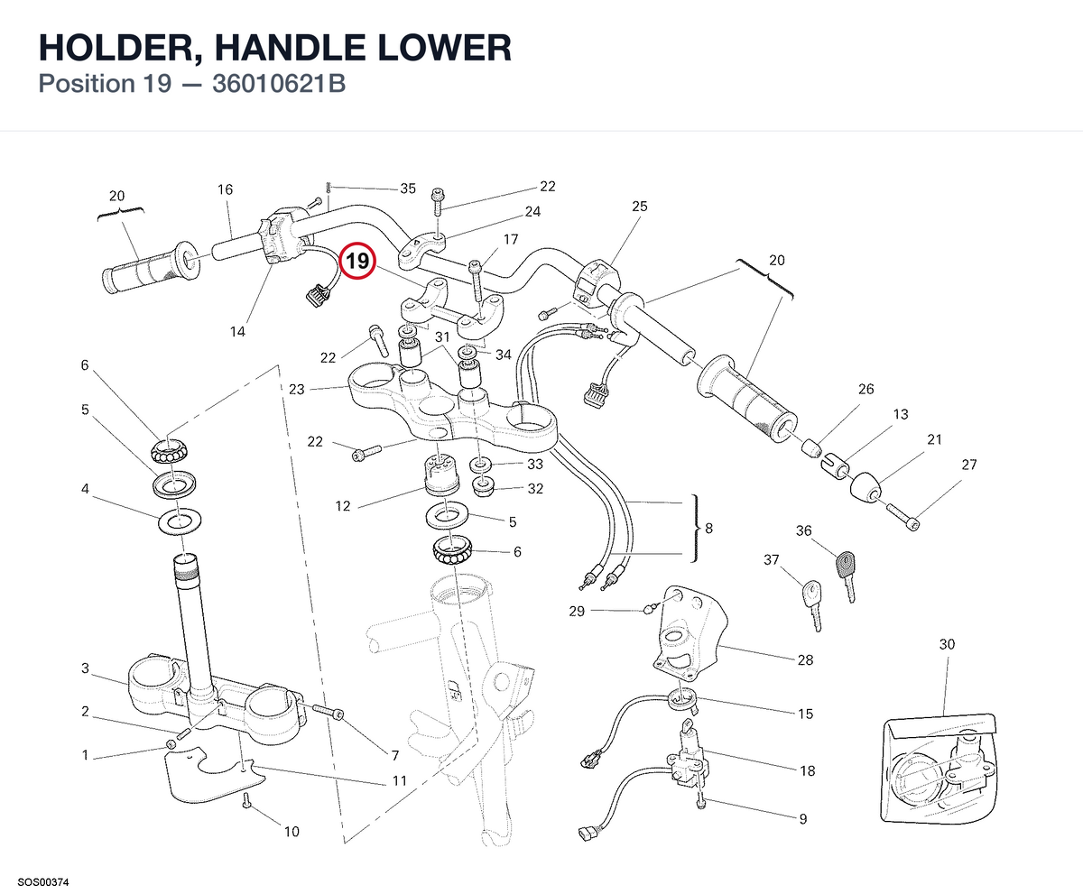 HOLDER, HANDLE LOWER 36010621B diagram position