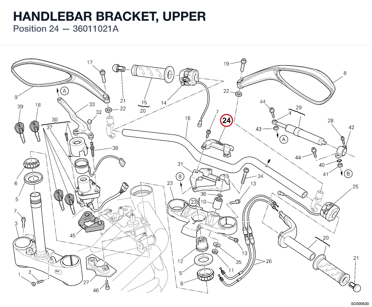 HANDLEBAR BRACKET, UPPER 36011021A diagram position