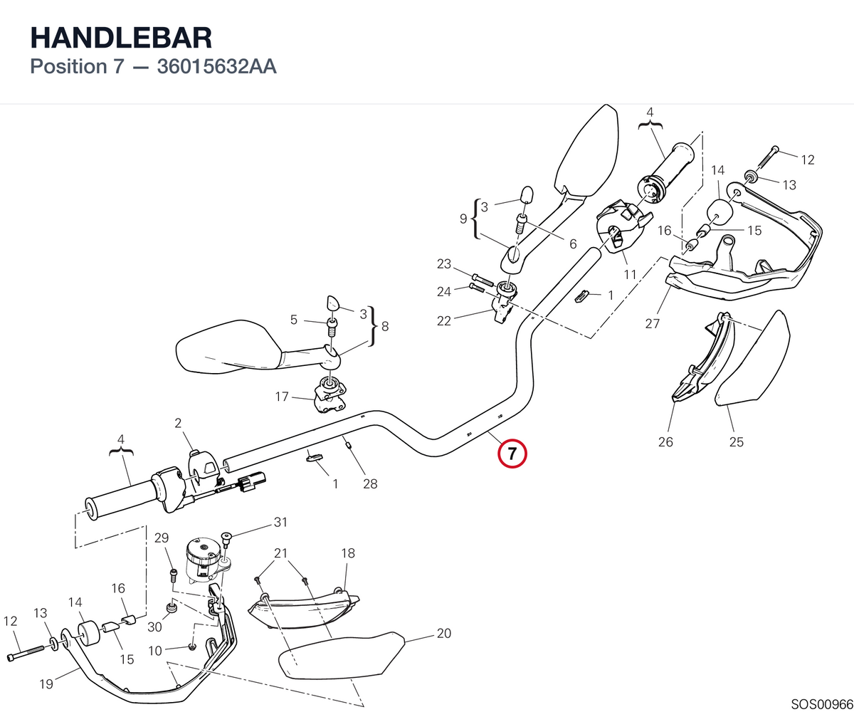 HANDLEBAR 36015632AA diagram position