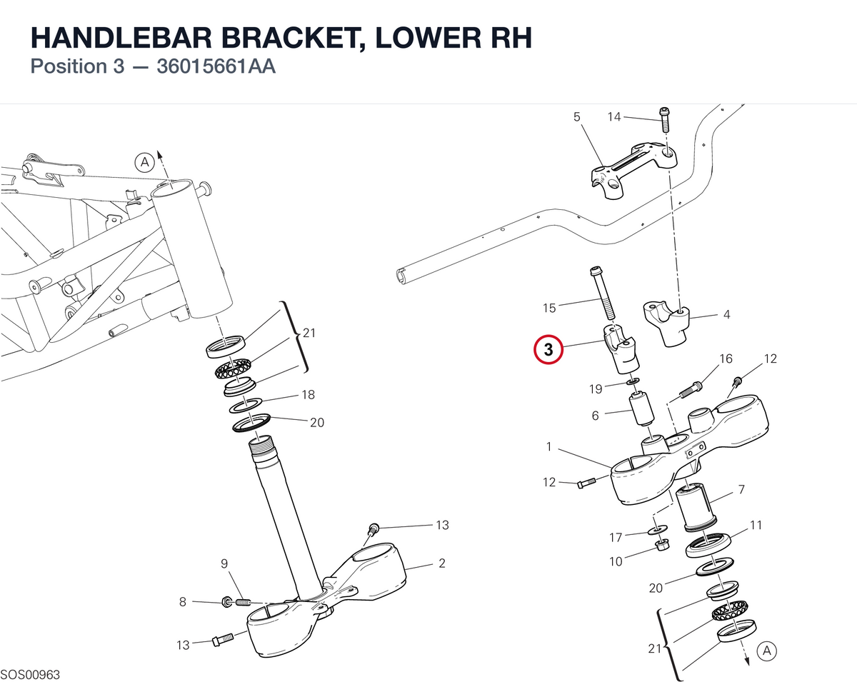 HANDLEBAR BRACKET, LOWER RH 36015661AA diagram position