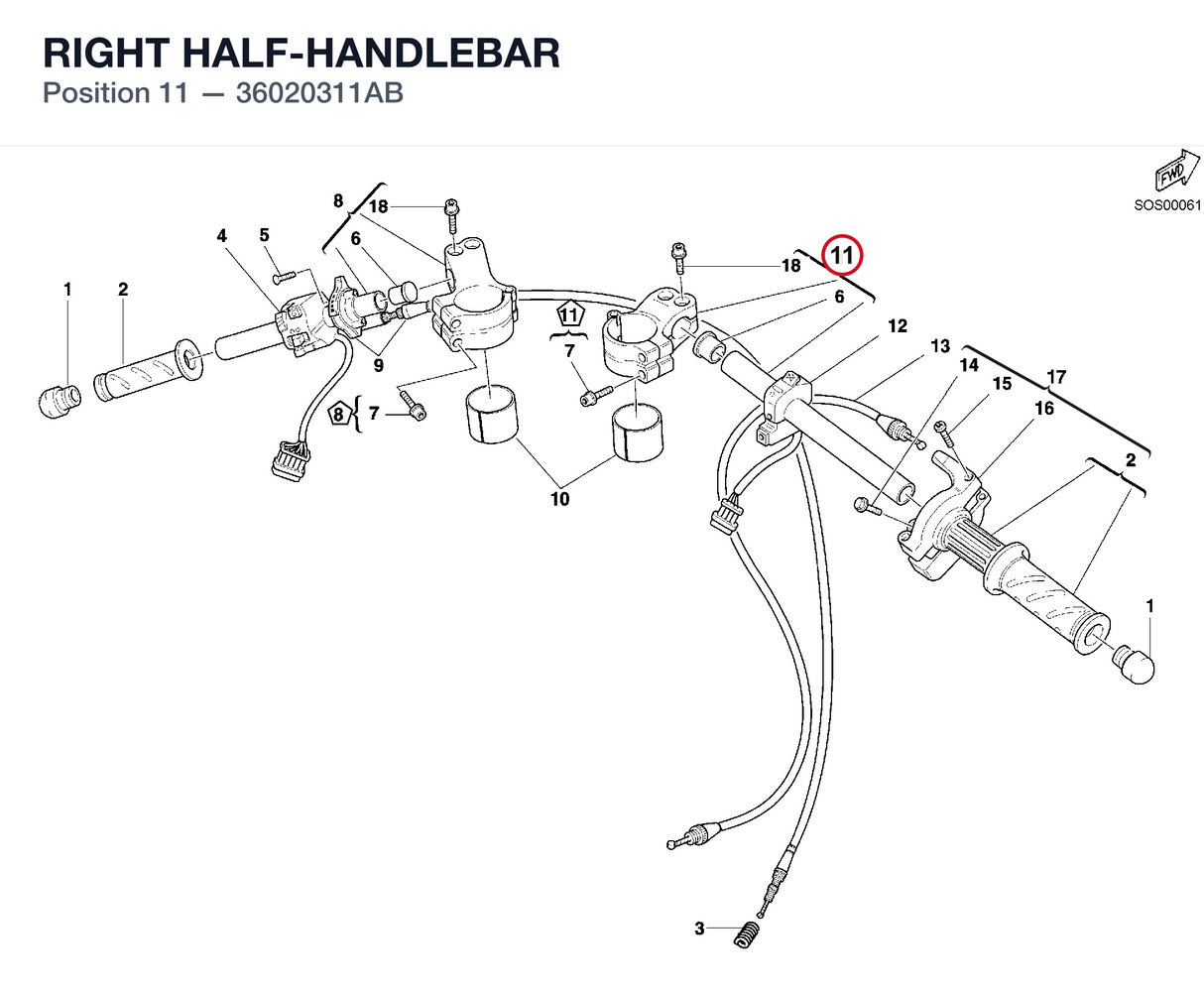 RIGHT HALF-HANDLEBAR