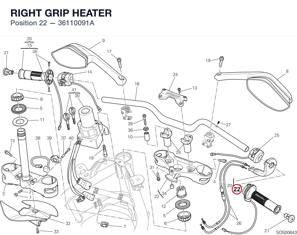 RIGHT GRIP HEATER 36110091A diagram position