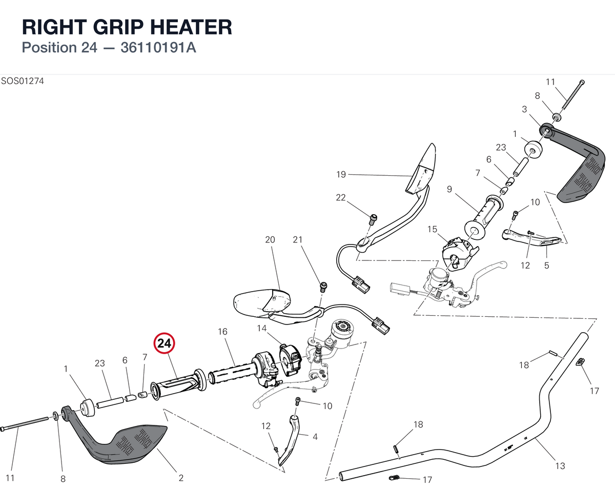 RIGHT GRIP HEATER 36110191A diagram position