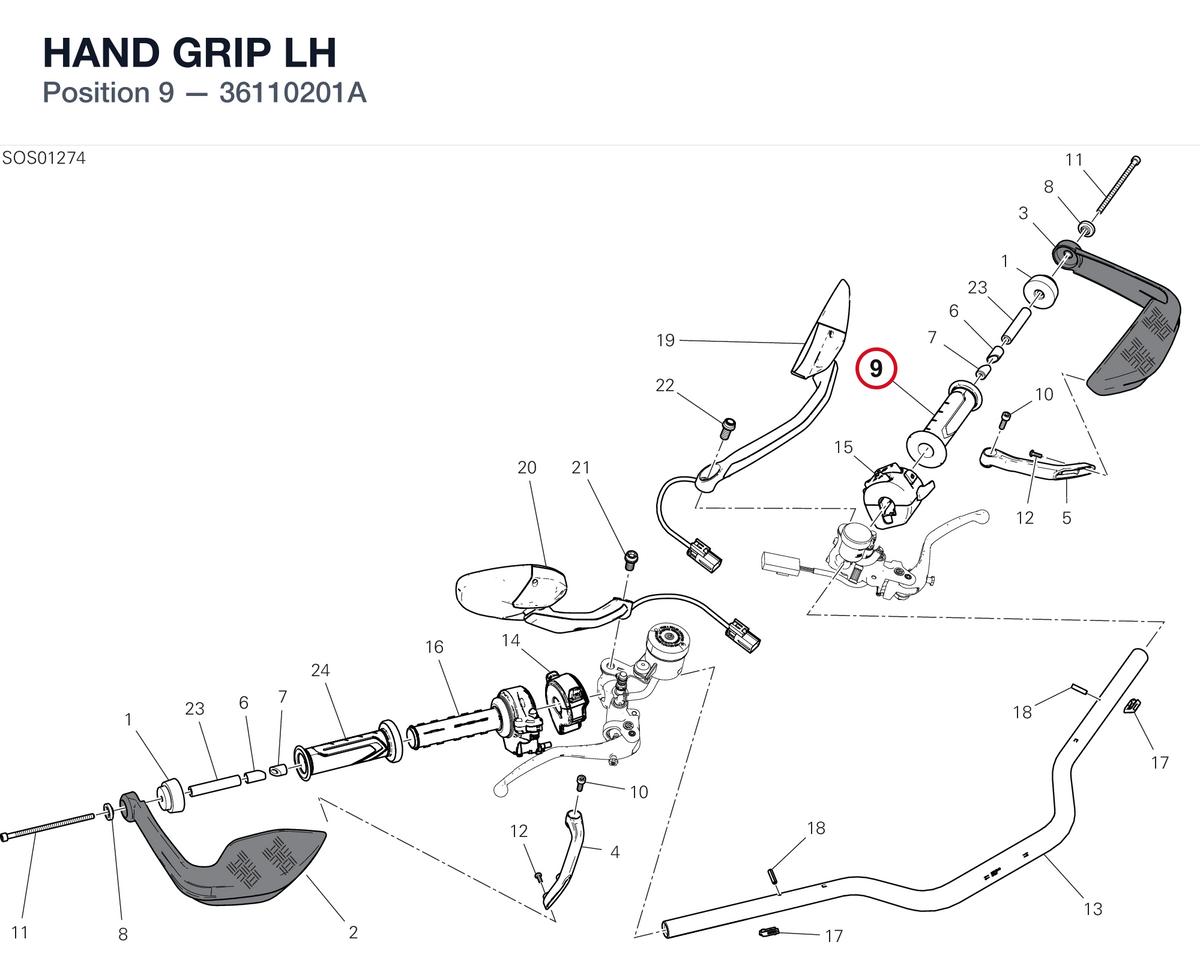 HAND GRIP LH 36110201A diagram position