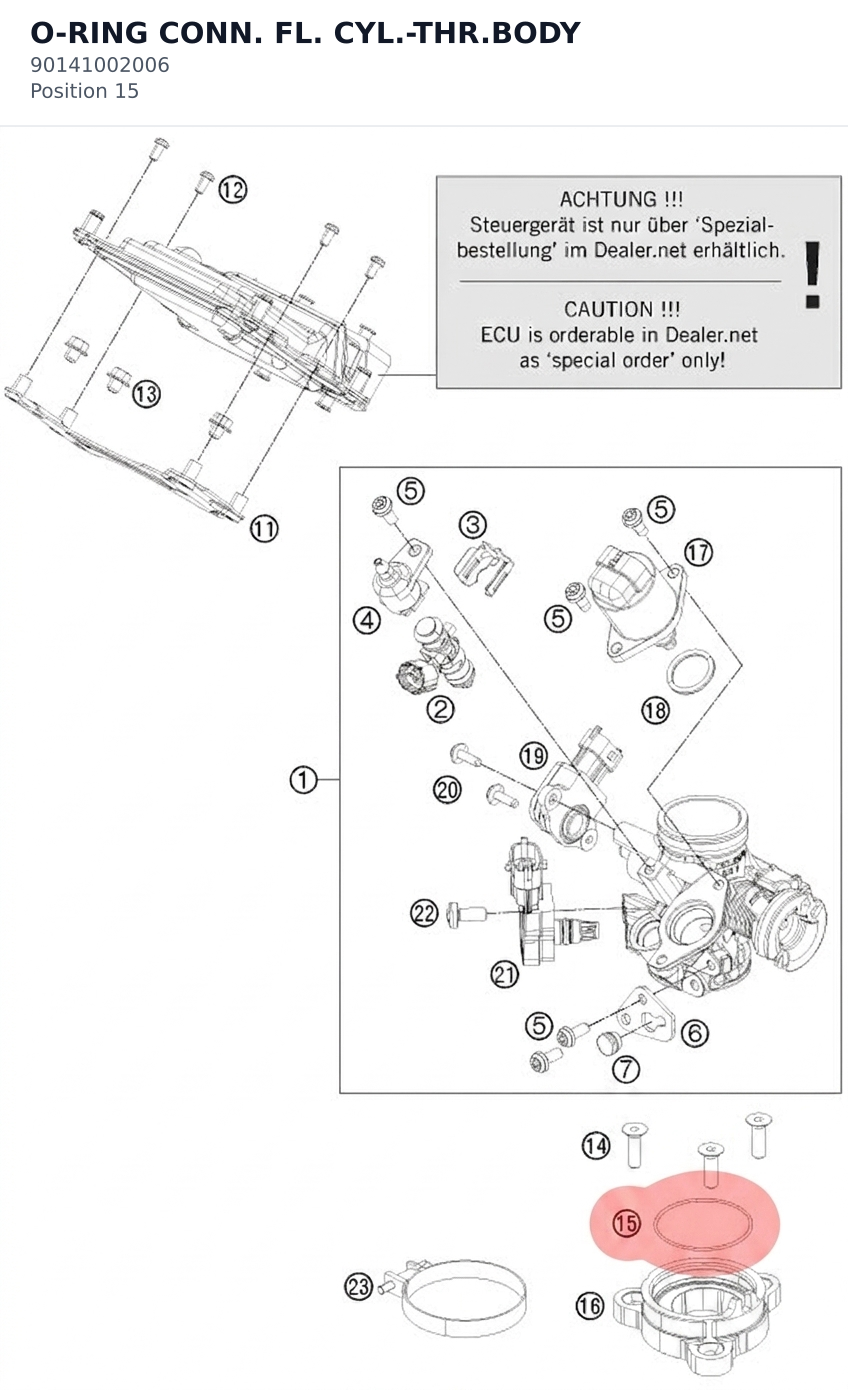 Diagram preview: O-RING CONN. FL. CYL.-THR.BODY (90141002006)