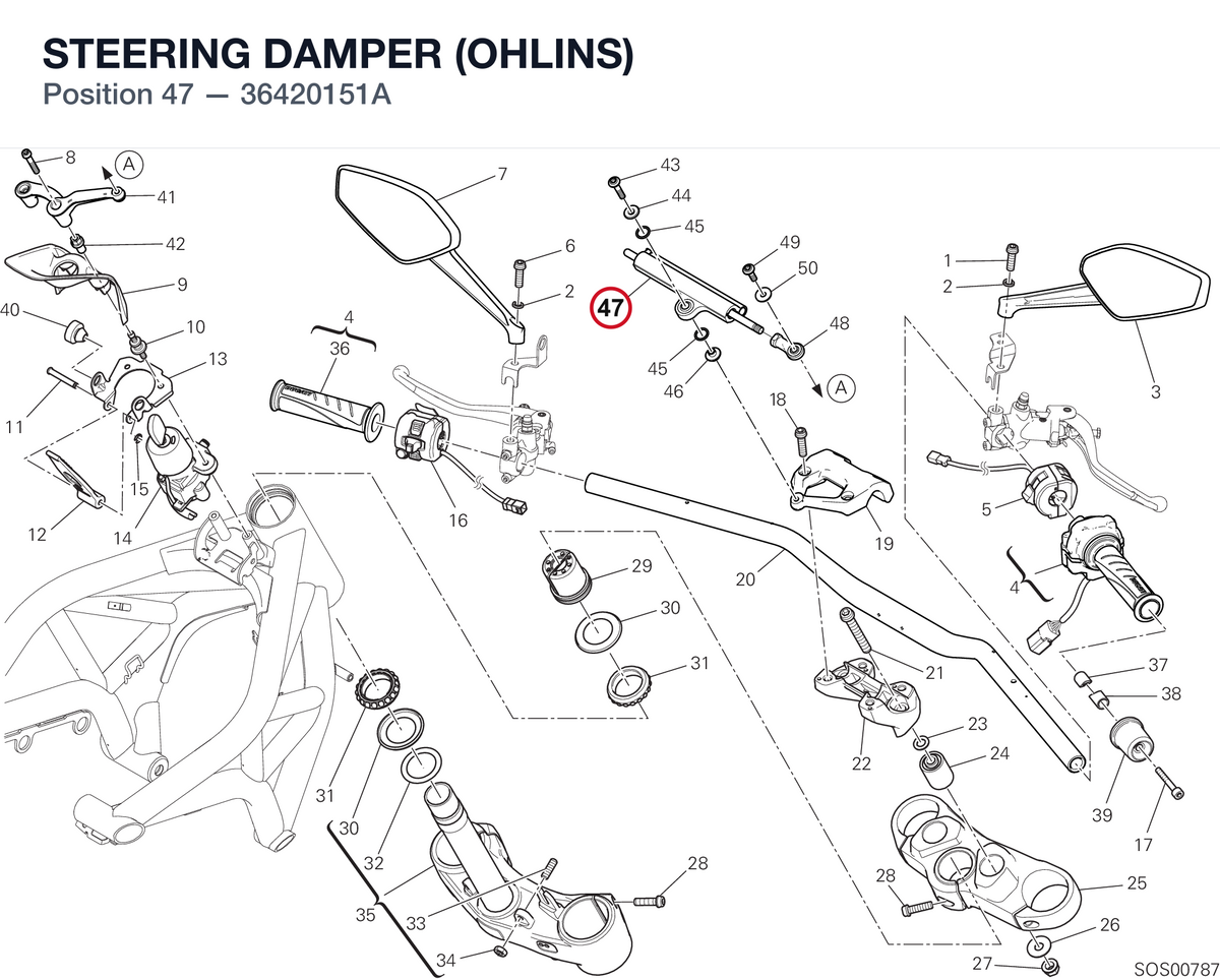 STEERING DAMPER (OHLINS) 36420151A diagram position