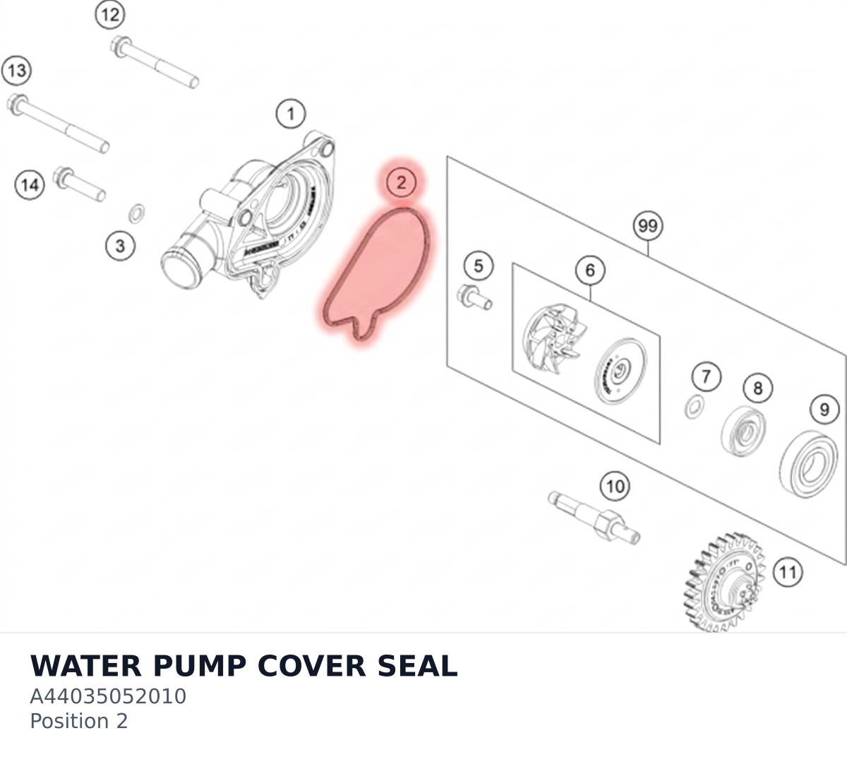 Diagram preview: WATER PUMP COVER SEAL (A44035052010)
