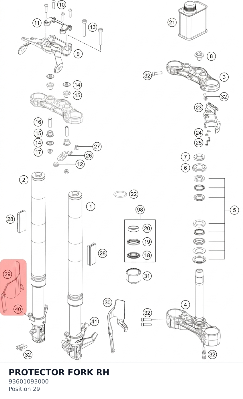 Diagram preview: PROTECTOR FORK RH (93601093000)