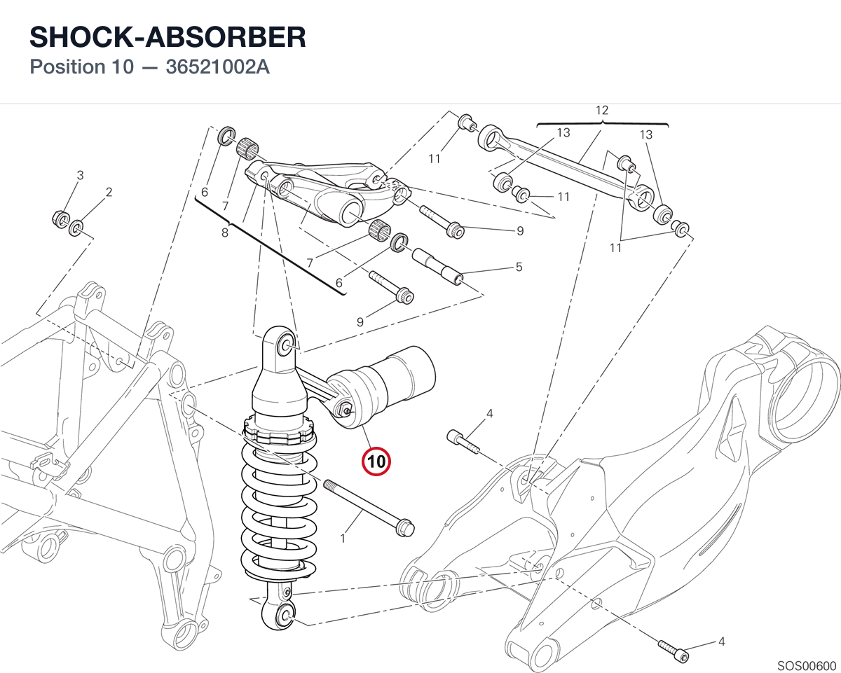SHOCK-ABSORBER 36521002A diagram position